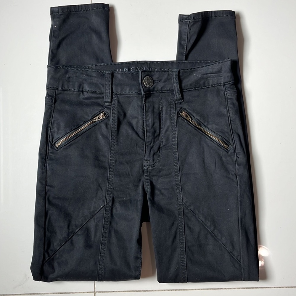 American Eagle Black Zipper Jegging - Picture 2 of 6